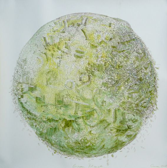 Serge Onnen, "Green Planet", 2008 - encre sur papier - Collection Géotec, achat 2018