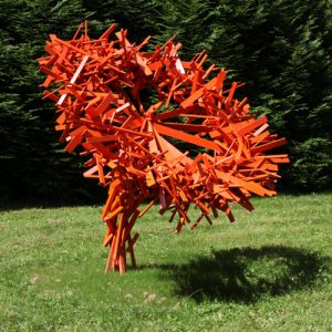 Miguel Chevalier, "Coronae Digitalis – orange", 2011 – acier peint, 255 x 230 cm – Collection Géotec, achat 2016